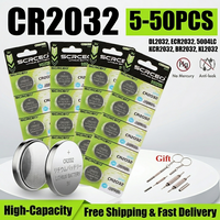 5-50PCS CR2032 3V Lithium Battery High Capacity Button Coin Cell For AirTag Watch Key Fob Calculator