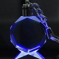 5PCS Crystal Keyring Pendant With LED Light Personalized Glass Commemorative Pendant Souvenir for Luminous Interior Accessories