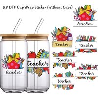 6pcs Teacher Life Uv Dtf Transfer Print Self-Adhesive Sticker For Mug Bottle Cup Diy Wrap Phone Label Sticker For Back-To-School