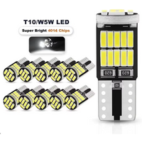 10PCS W5W T10 Led Bulbs Canbus 4014 SMD 6000K 168 194 Led 5w5 Car Interior Dome Reading License Plate Signal LightLamp