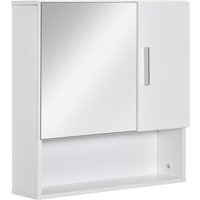 Bathroom Mirror Cabinet, Wall Mounted Storage Cupboard Organizer with Double Doors and Adjustable Shelf, White