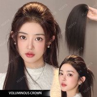 Synthetic Fluffy Upgrade Invisible Hair Pads Clip in Hair Piece Seamless Pad Women Girls Hair Extensions Natural Hair Top Side C