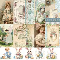 Happy Easter Sticker Sets 100PCS Cute Rabbit Cartoon Sticker 10 Sheets Scrapbook Paper for Easter Party Scrapbooking DIY Cup