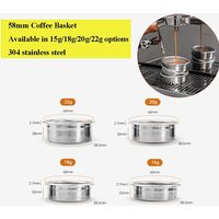 58mm Coffee Filter Basket 304 Stainless Steel, Fine Mesh,15/18/20/22g Replacement For Bottomless Portafilter Espresso Tools