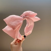 Korean Version Of Pearl Seersucker Big Bow Headband Sweet And Lovely Solid Color Wide-Brimmed Headhoop Japanese Hair Accessories