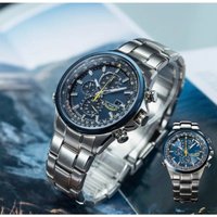 Stylish Men's Atomic Chronograph Watch | Luxury Sports Design, Stainless Steel & Blue Dial | Great Christmas Gift image 4