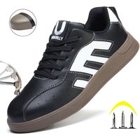 Ladies Safety Shoes Steel Toe Anti- Crush Lightweight Kevlar Work Shoes Fashionable Black And White Casual Protection Footwear