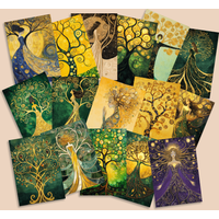 32pcs, Golden Tree of Life postcards, decorations/greeting cards/postcards, high-precision printing, collectible and mailable