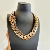 Luxury hip hop gold plated Miami Cuban link chain necklace for men heavy brass custom jewelry