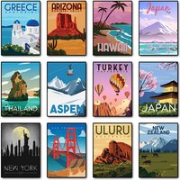 Turkey Greece New York Hawaii Aspen Travel Posters and Prints Diamond Painting Wall Art Picture for Living Room Home Decoration