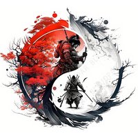 Yin Yang Samurai Waterproof Vinyl Sticker For Car Motorcycle Helmet Laptop Decal