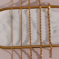 Classic 2/3/4/5MM Gold Plated Stainless Steel Rope Twist Chain Necklace for Men Women Waterproof Fade Resistant