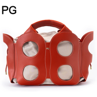 PG Lady Handbag Hollowed Out Circular Design Trendy Daily Versatile Double Layer Drawstring New Single Shoulder Crossbody Bag