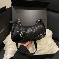 Y2K VintagePULeather WomenShoulderBag Small Crossbody Bag for Women Fashion Ladies Underarm Bag Clutch Purse Female Handbag