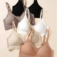 Women's Bra Ice Silk Jelly Seamless Bra Large Breasts Show Small Push-up Style Summer Thin Semi-fixed Cup Beautiful Back Amagi