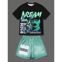 Summer Fashion American Trend 3D Printed Skull Men's Round-neck Top And Shorts Hip-hop Style Trendy And Cool 2pcs Set
