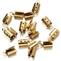 30/50pcs Stainless Steel Rope Chain Original Clip Cords Crimp Bead End Caps For Jewelry Making DIY Components Squeeze Fastener