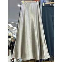 Elastic Waist Solid Silk Women's A-line Skirt Spring Summer Acetic Satin Long Skirts Elegant Purple Fishtail Skirt for Women