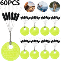 60pcs 10 Group Rubber Silicon Space Bean Sea Carp Fly Fishing Black Rubber Oval Stopper Fishing Float Fishing Bobber