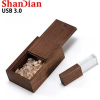 Maple Wood Crystal High Speed USB 3.0 128GB Flash Drive 64GB Pen Drive Wooden Box Creative Wedding Photography Gifts