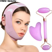 Facial Sculpting Mask & Facial and Eye Mask Massage Roller Reusable Adjustable V-shaped Face Bandage Portable Body Massage Tool