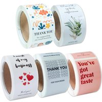 100pcs/Roll 3*9cm Thank You Stamp Sticker Gift Wrap Sealing Happy for You Sticker Small Business Gift Box Packaging Decorative