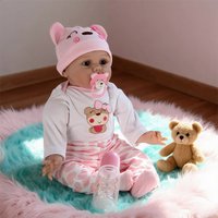 Realistic baby doll, 22 inches (55 cm), Reborn doll, handcrafted from soft silicone, vinyl and cotton materials. Newborn doll. G