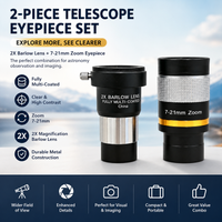 7-21mm Zoom Eyepiece & 2X Barlow Lens Set Fully Multi-Coated 1.25" Telescope Accessories for Planetary Observation Monocular