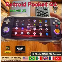 Retroid Pocket G2 Android Game Console 5.5Inch 1080P AMOLED Screen Hall-Effect Joystick 5000mAh RP G2 Handheld Consoles PS2 Gift