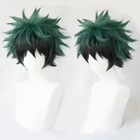 My Hero Academia Boku No Hiro Akademia Izuku Midoriya Short Green Black Ombre Heat Resistant Cosplay Costume Wigs