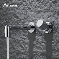 AITANA Luxury Chrome Brass Wall Mounted Bathroom Faucet Simple Design Embedded Single Handle Hot and Cold Water Basin Faucet