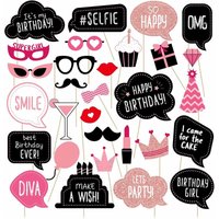 30Pcs Rose Gold Paper Party Photo Booth Props For Birthday Hats Lipstick Crown Photography Props Funny Weddings Party Supplies