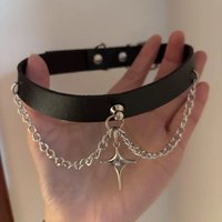 Gothic Star Pendant Choker Adjustable PU Leather Necklace for Women Punk Y2K Jewelry Cool Cosplay Neck Strap Harajuku Collar