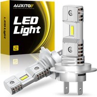 AUXITO 2Pcs H7 LED Bulb CSP Chip Headlight Fanless Super White Bright 12V 1:1 Mini Design H7 Slim LED Car Head Lamp 360 Degree