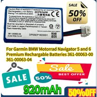 For Garmin BMW Motorrad Navigator 5 and 6 Premium Rechargable Batteries 920mAh 361-00063-00 361-00063-04