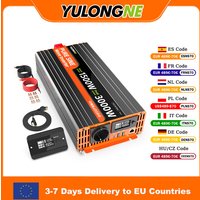 YULONGNE Reiner Sinuswellen-Wechselrichter 1500W Dauerleistung 3000W Spitzenleistung DC 12V-AC 230V Optional EU-Standardstecker Separater LCD-Fernmonitor USB Typ-C Ausgang Komplettes