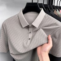 Polo d'été en soie de mûrier pour hommes, à manches courtes, décontracté, respirant, cool, ample, pour les hommes d'âge moyen