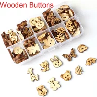 100Pcs Cartoon Wooden Buttons Sewing Buttons DIY Decorative Buttons for Handmade Sewing DIY Crafts Baby Clothes