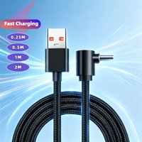 90 Degree Elbow USB to Type C PD Fast Charger Cable Nylon Braided for iPhone 17 Pro Max Samsung Xiaomi Huawei 0.25M 0.5M 1M 2M