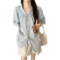 Shirts Women Tulle Embroidered Layered Sleeve Boxy Fit Gallery Preview Avant-garde Blouse for Creative Female Special Events Ins