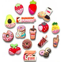Sweet Donut & Fruit PVC Shoe Charms, Waterproof Shoe Accessories, Cute Food Themed Shoe Decorations for Clogs Ideal for Gifts