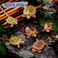 6 mini turtle statues for aquarium decoration, miniature landscapes, bonsai and outdoor garden, pond decoration
