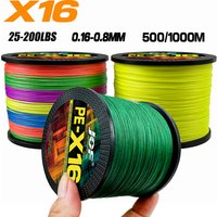 JOF 16Strands 100M-1000M Hollow Core PE Braided Fishing Line X16 Extreme Strong Japan 25LBs-200LBs Fishing Wire Dia0.16mm-0.8mm