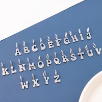 Minimalist Trendy Silver Color Initial Charm Pendant Letter Charm Stainless Steel Alphabet Letter DIY Jewelry