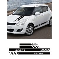 165x11cm Car Racing Sport Door Side Stripes Sticker Bonnet Hood Carbon Fiber Vinyl Decal For Suzuki Swift 2023 2024 Accessories
