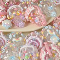 1/5Pcs Bulk Acrylic Hand Painted Hot-air Balloon Loose Charms DIY Random Korean Styles Sweet Mobile Phone Chains Finding Jewelry