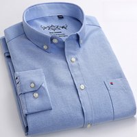 New Cotton Oxford Shirt For Men's Long Sleeve Casual Business Regular-Fit Formal Dress Shirts Social Male Work Shirts Clothing