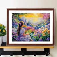 Girl Flowers 9CT 11CT Embroidery DIY Chinese Style Printed Kits Cross Stitch Thread Needlework Sets Home Decor Crafts