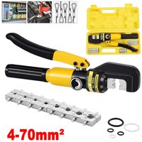 16 Ton Hydraulic Crimping Tool with Dies for Wire, Battery Cable, And Hose Lug Terminals - Features 8 Crimping Modes (4/6/10/16/