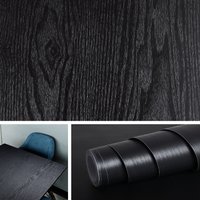 Black Thicken Contact Paper Wood Peel and Stick Wall Sticker Vinyl Waterproof Self Adhesive Wallpaper Removable for Wall in Roll